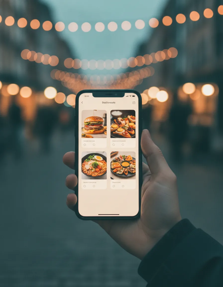 Main tenant un smartphone affichant l’application de commande